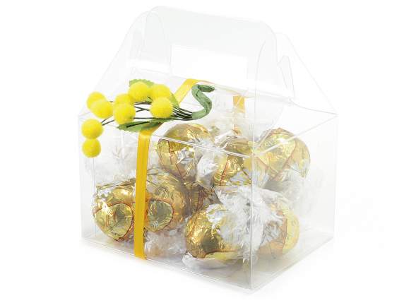 Caja PET rectangular - uso alimentario con asa