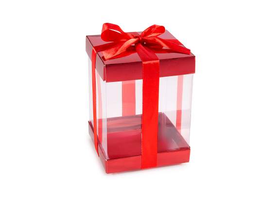 Caja de PVC con tapa y base de papel con lazo