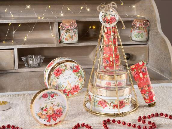 Set de regalo de árbol de Navidad en metal con 3 productos