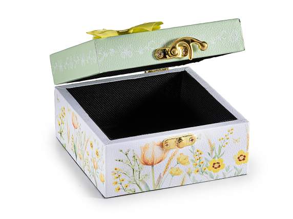 Set 3 cajas madera forradas con cierre de gancho y lazo