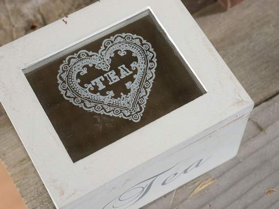 Caja de té - especias en madera y vidrio