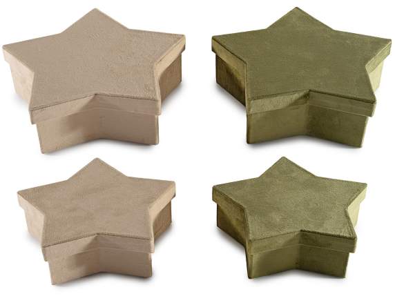 Juego 2 cajas de papel forma de estrella efecto terciopelo