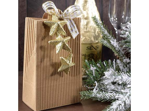Etiqueta de regalo dorada brillante con tallo moldeable