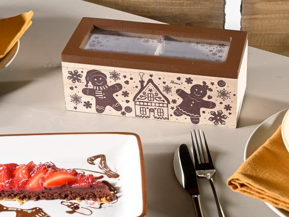 Caja de madera para té y especias con forma de pan de jengib