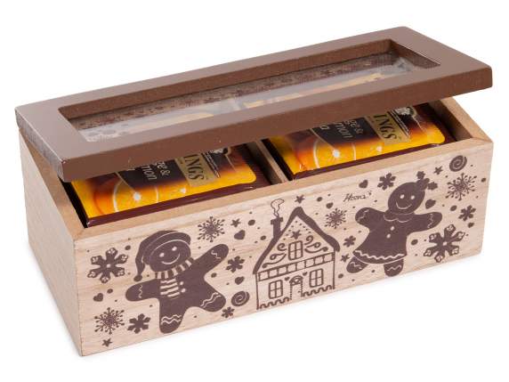 Caja de madera para té y especias con forma de pan de jengib