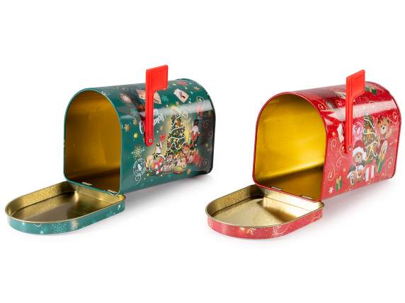 Caja metálica porta cartas navideñas
