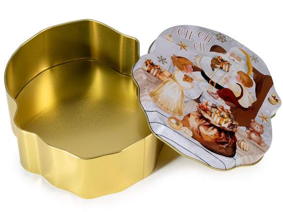 Caja con forma navideña en metal apto para uso alimentario