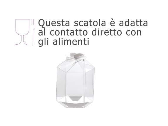 Caja hexagonal de PET con cierre de lazo