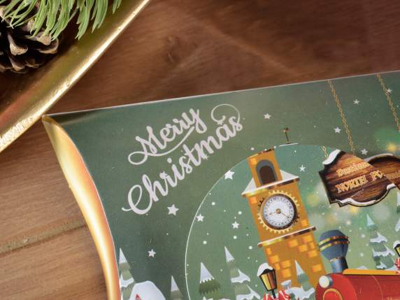 Caja de almohada de papel con estampado navideño
