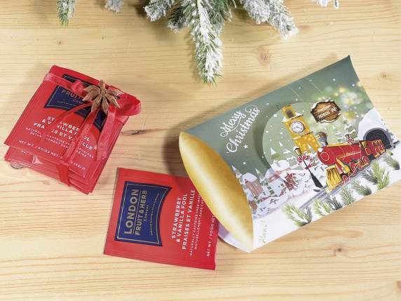 Caja de almohada de papel con estampado navideño
