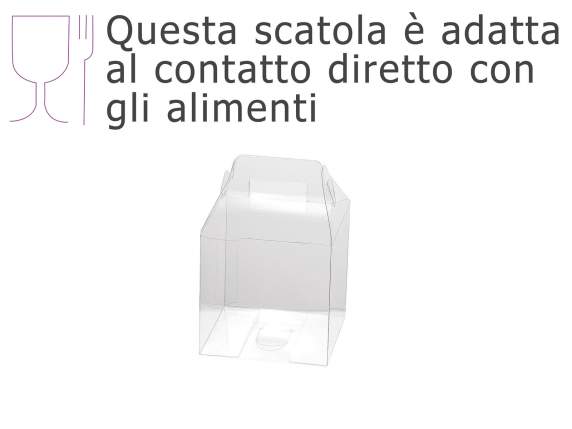 Caja rectangular con asa PET - uso alimentario
