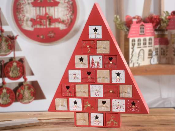 Calendario de Adviento de árbol de madera