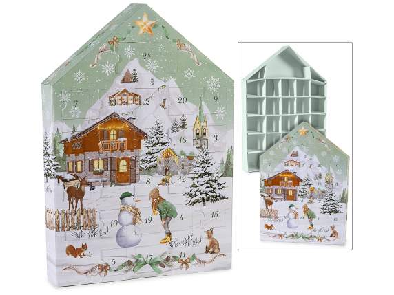 Calendario de Adviento con forma de casa de papel