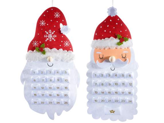 Calendar de Advent din pânză de Moș Crăciun de agățat