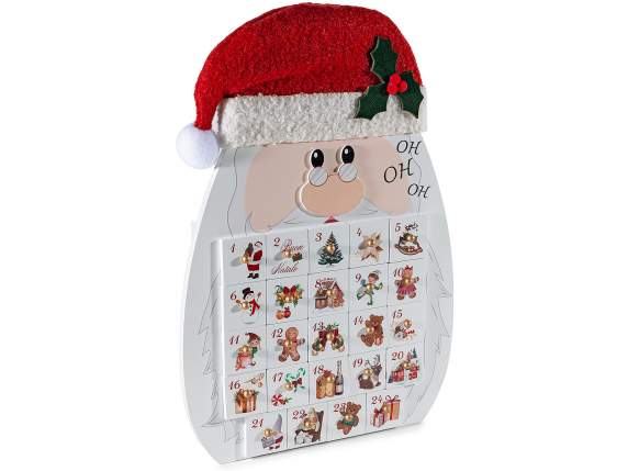 Calendrier de lAvent en bois avec le Père Noël et 24 tiroir