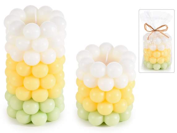 Set 2 candele cilindriche Bubble multicolore in conf.singola