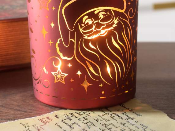 Juego de 3 portavelas navideñas de cristal decorado
