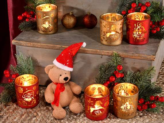 Candelabro navideño de cristal decorado