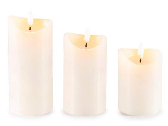 Set 3 candele elettroniche in cera fiamma LED in movimento