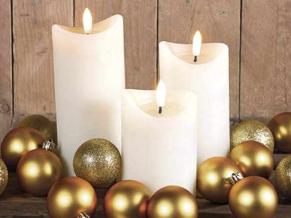 Set 3 candele elettroniche in cera fiamma LED in movimento