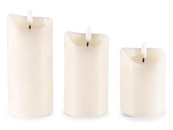 Set 3 candele elettroniche in cera fiamma LED in movimento