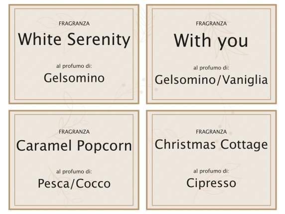 Candela profumata in bicchiere di vetro con decori di Natale