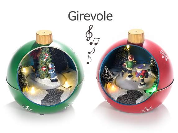 Carillon à boule de Nöel avec lumiére et paysage de Noel