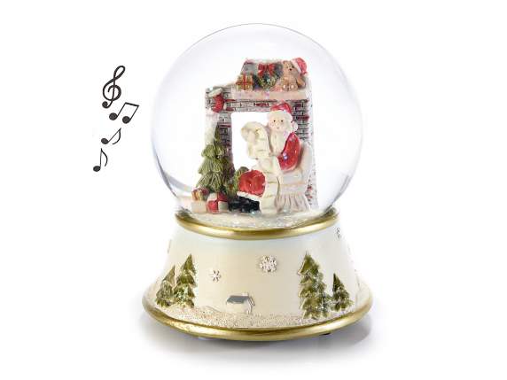 Carillon natalizio in resina con palla a neve a glitter