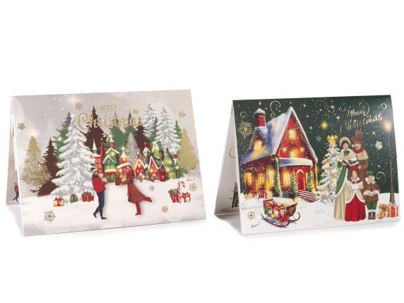Carte de vœux de Noël pop-up avec enveloppe et carte