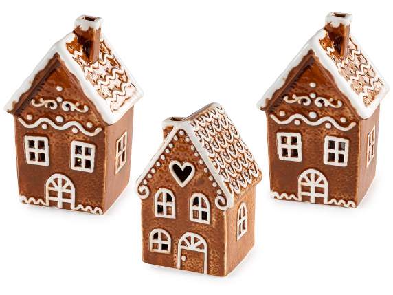 Casa de jengibre de porcelana con luces LED