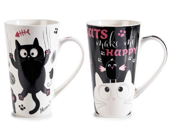 Porcelain mug with Ciccio cats print