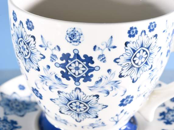 Cana de porelan de 400 ml cu imprimeu majolica albastru