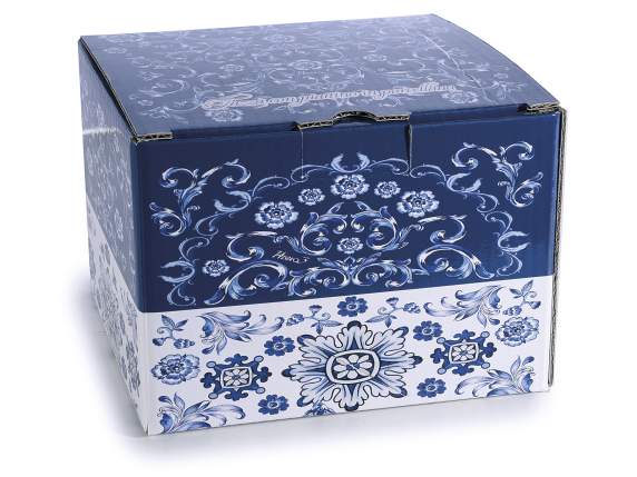 Cana de porelan de 400 ml cu imprimeu majolica albastru