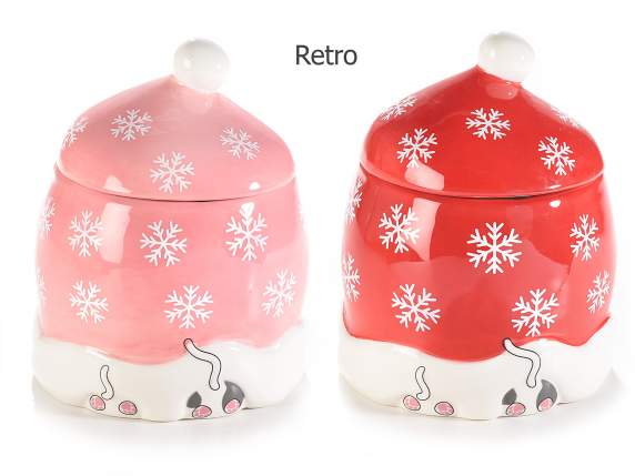Meowy Christmas colored ceramic jar