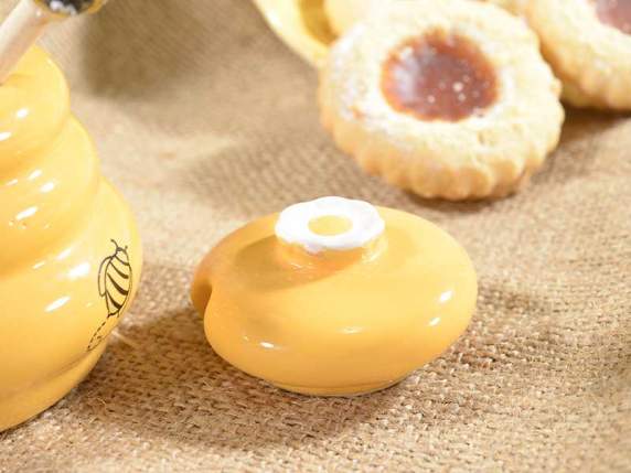 150ml ceramic honey jar, wooden honey dipper