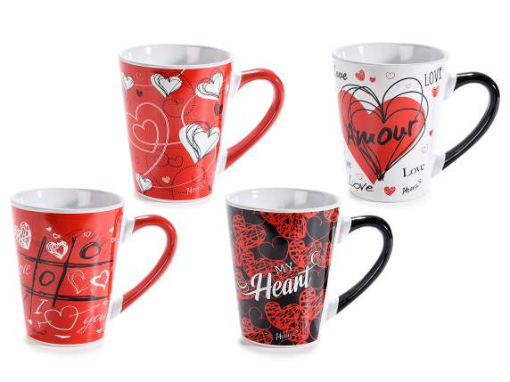 Ceramic mug with hearts design