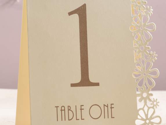 Conf. 15 segnaposto numera tavoli da cerimonia in carta ecrù