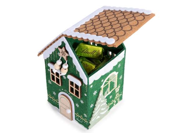 Cesta contenedora de tela forma casa con techo solar
