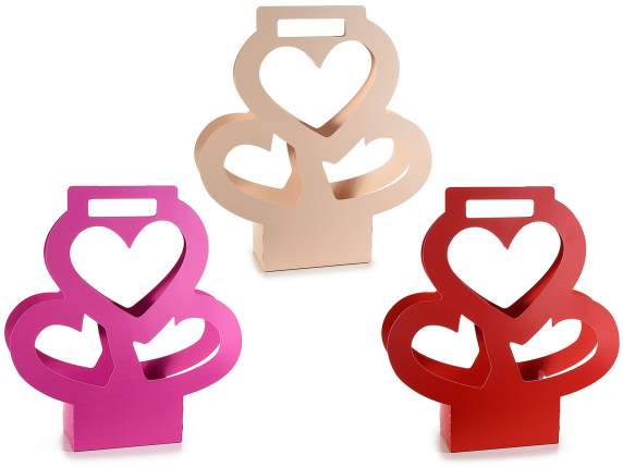 Cesta de flores en forma de corazón en papel semi-hidrófugo