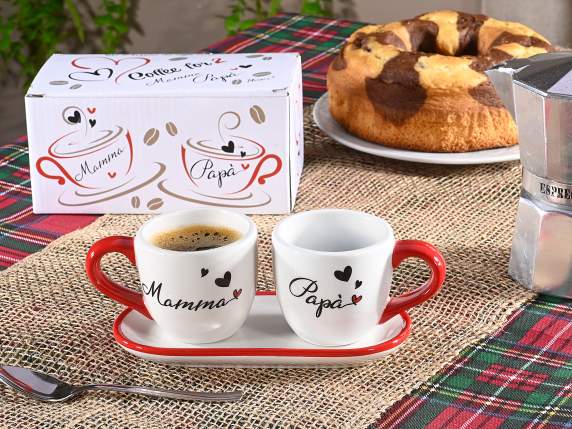 Set de 2 cești de cafea ceramice de 90 ml pentru mama și tat