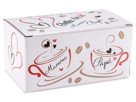 Set de 2 cești de cafea ceramice de 90 ml pentru mama și tat
