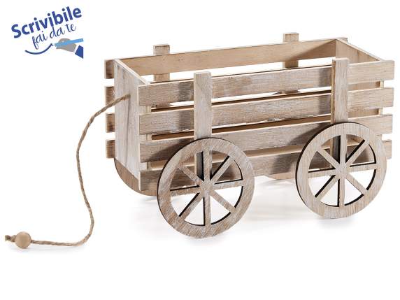 Panier en bois naturel brossé avec corde