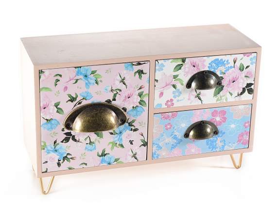 Chest of drawers in decorated wood 