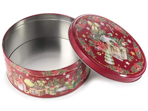 Set of 3 round metal boxes, Christmas decorations
