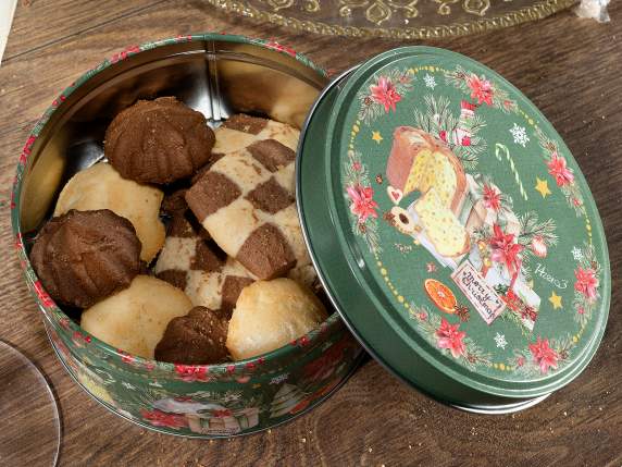 Set of 3 round metal boxes, Christmas decorations