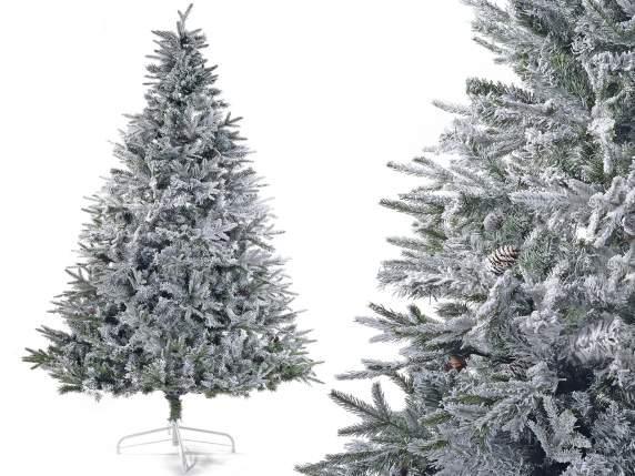 Super snowy artificial pine tree Canada w-pine cones H240-23