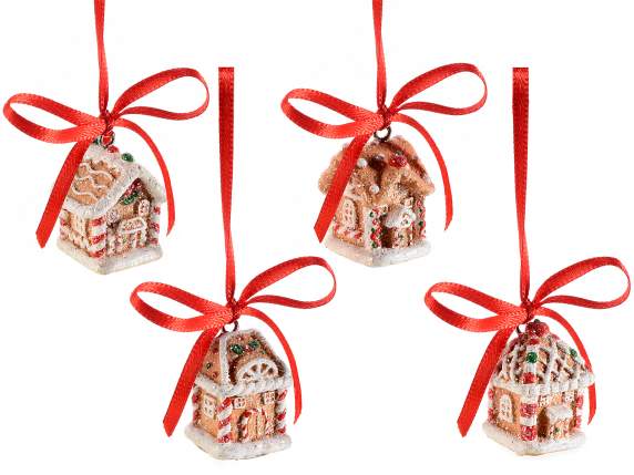Resin gingerbread house hanging decoration