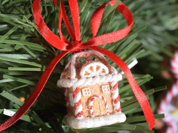 Resin gingerbread house hanging decoration