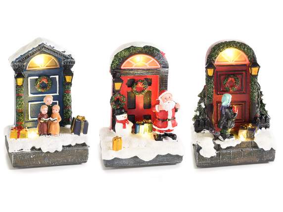 Christmas door in resin with characters and lights