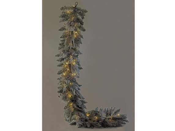 Artificial snow-covered pine garland-festoon 2Mt with LED li